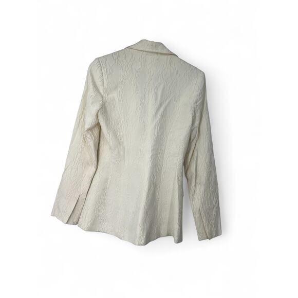 Jacqueline CONOIR | 2 / S| brocade Turlington blazer Textured One Button Ivory - Picture 4 of 8